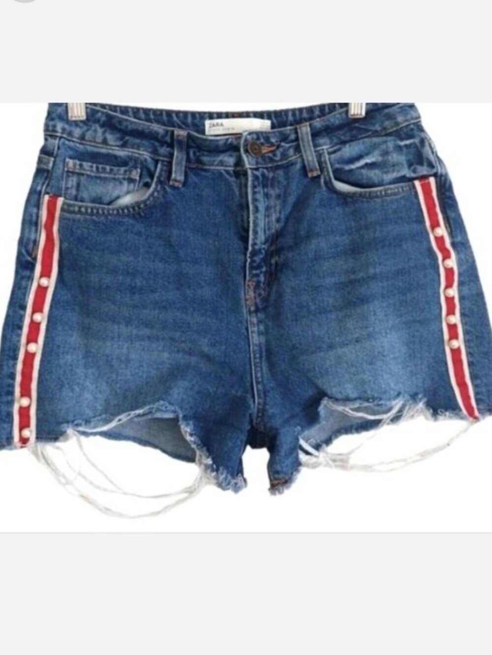 Zara Women's Blue and Navy Shorts Bintage Distress 4th Of July
